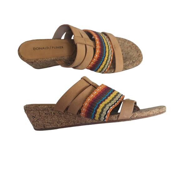 Donald Pliner Dara sandals multi color strappy cork wedge size 6.5M - Picture 6 of 8
